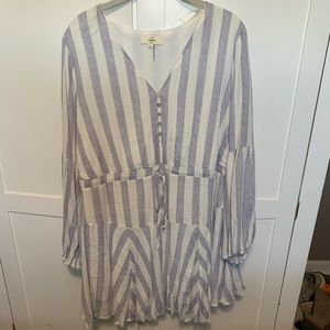 Blue and white striped dress